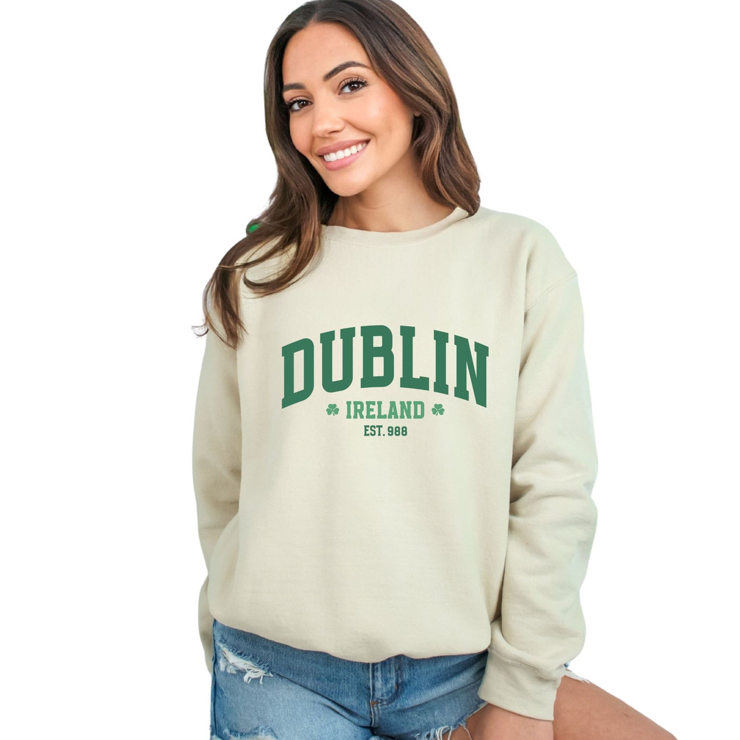 Dublin Ireland Est. 988 Sweatshirt, Vintage Look City Pride Unisex Pullover, Classic Casual Streetwear, Irish Heritage - Mardonyx Sweatshirt S / Sand