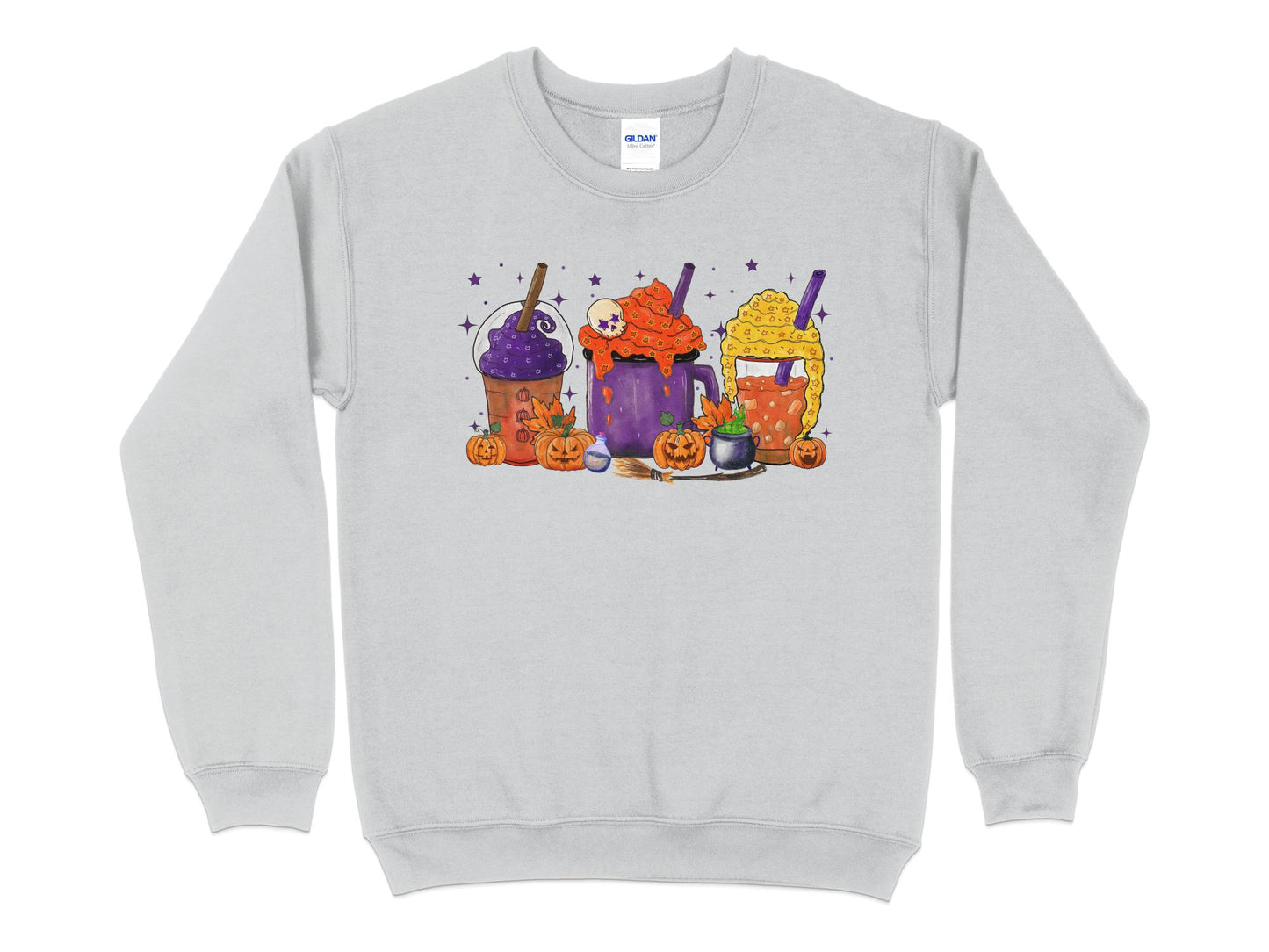 Halloween Coffee Pumpkin Spice Sweatshirt, Halloween Crew Neck - Mardonyx Sweatshirt S / Sport Grey