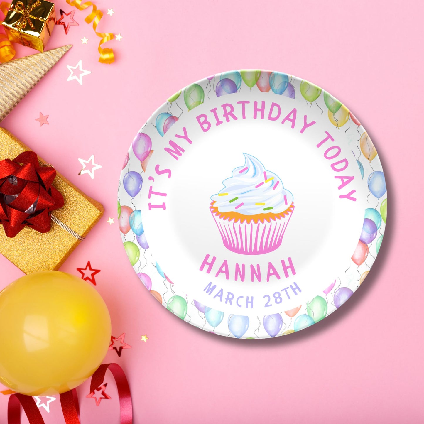 Personalized Kids Birthday Plate – It’s My Birthday Today with Name & Date – Reusable Birthday Dish, Custom Keepsake Gift