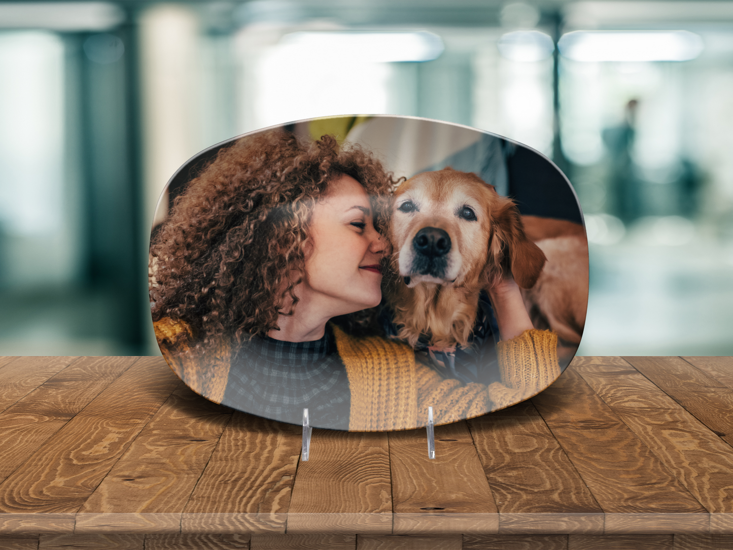 Custom Dog Mom Platter with Photo – Personalized Pet Gift | Unbreakable 10x14 Oval Plate | Dishwasher Safe, BPA-Free, Made in USA