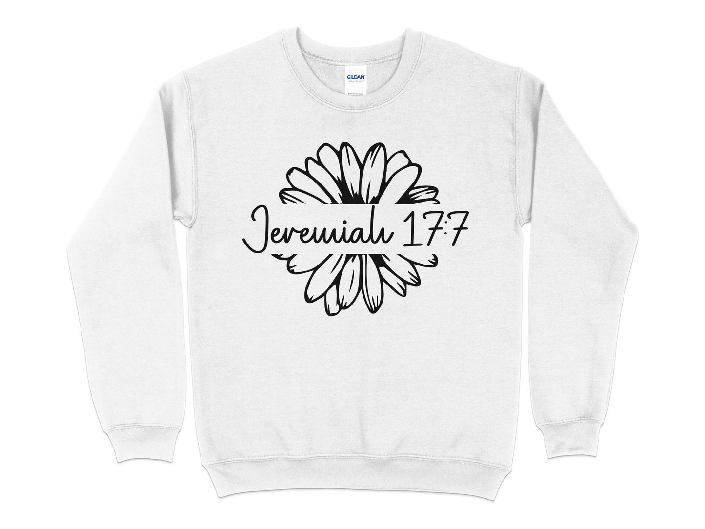 Unisex Jeremiah 17:7 Floral Sweatshirt, Christian Scripture Sweater, Bible Verse Pullover, Casual Spiritual Clothing, Faith-Based Top - Mardonyx Sweatshirt S / White