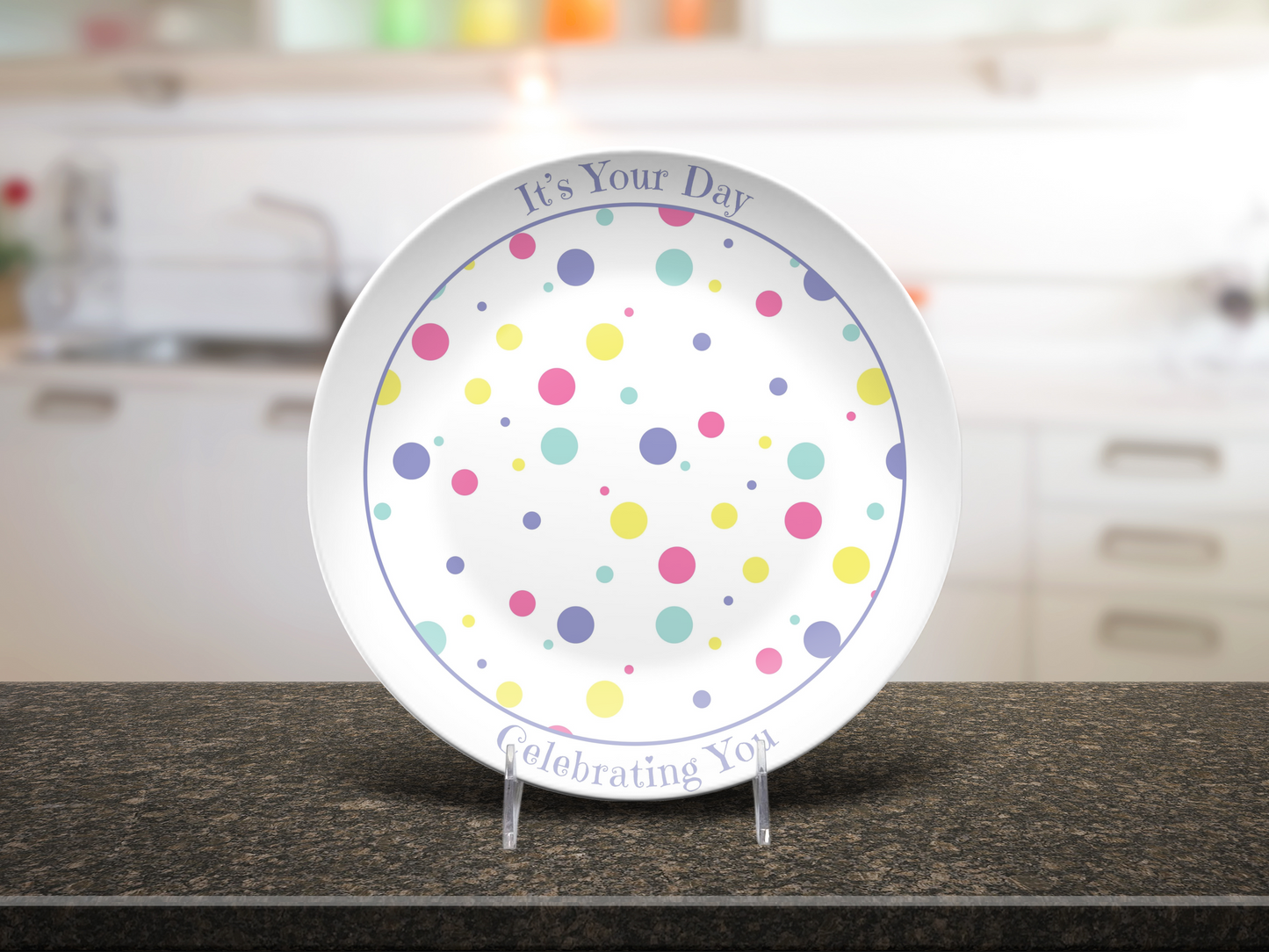 It’s Your Day” Celebration Plate – Reusable Plastic Plate for Birthdays, Anniversaries, Special Occasions – 10.5" Keepsake Gift Plate with Gold Lettering – Dishwasher Safe