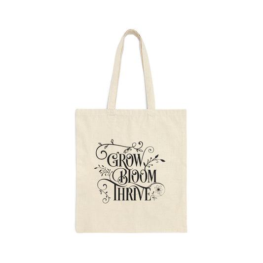 Grow Bloom Thrive Gardener's Shopping Canvas Tote Bag - Mardonyx Bags Natural / 15" x 16"