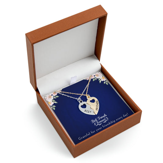 Best Friend Necklaces, BFF Half Heart Necklace Set, Gift for Best Friend