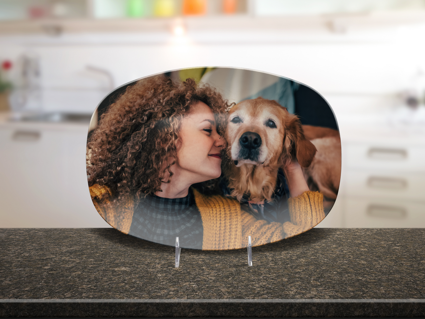 Custom Dog Mom Platter with Photo – Personalized Pet Gift | Unbreakable 10x14 Oval Plate | Dishwasher Safe, BPA-Free, Made in USA