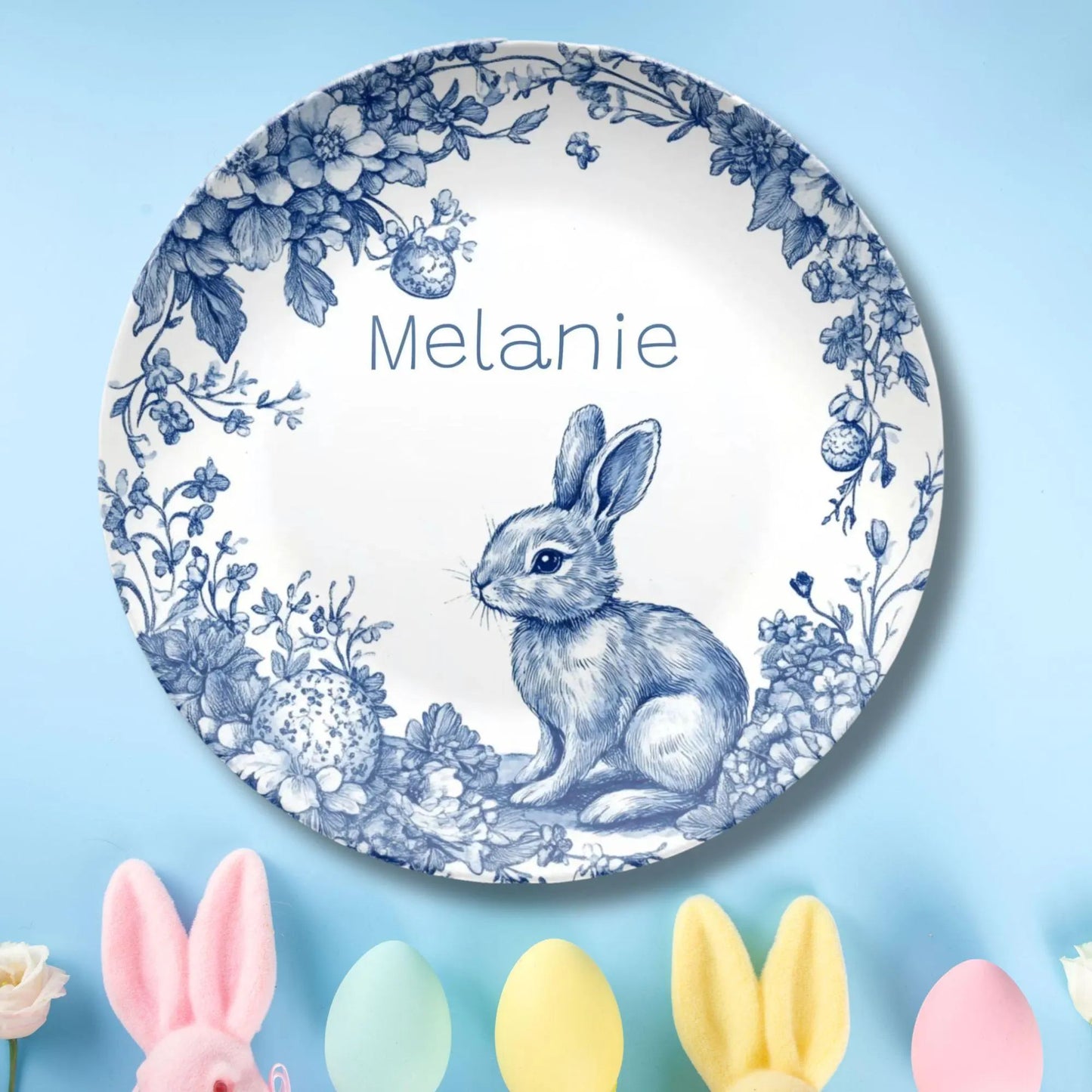 Personalized Child's Easter Plate Toile Elegance Chinoiserie Florals, Easter Gift for Child, Easter Tradition