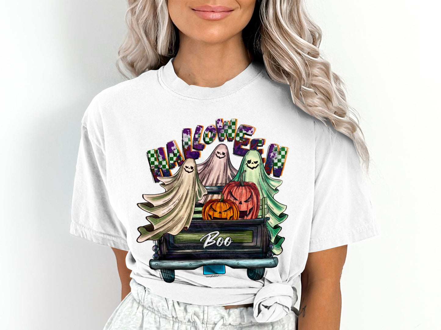 Women's Halloween Boo Farm Fresh Truck T-Shirt