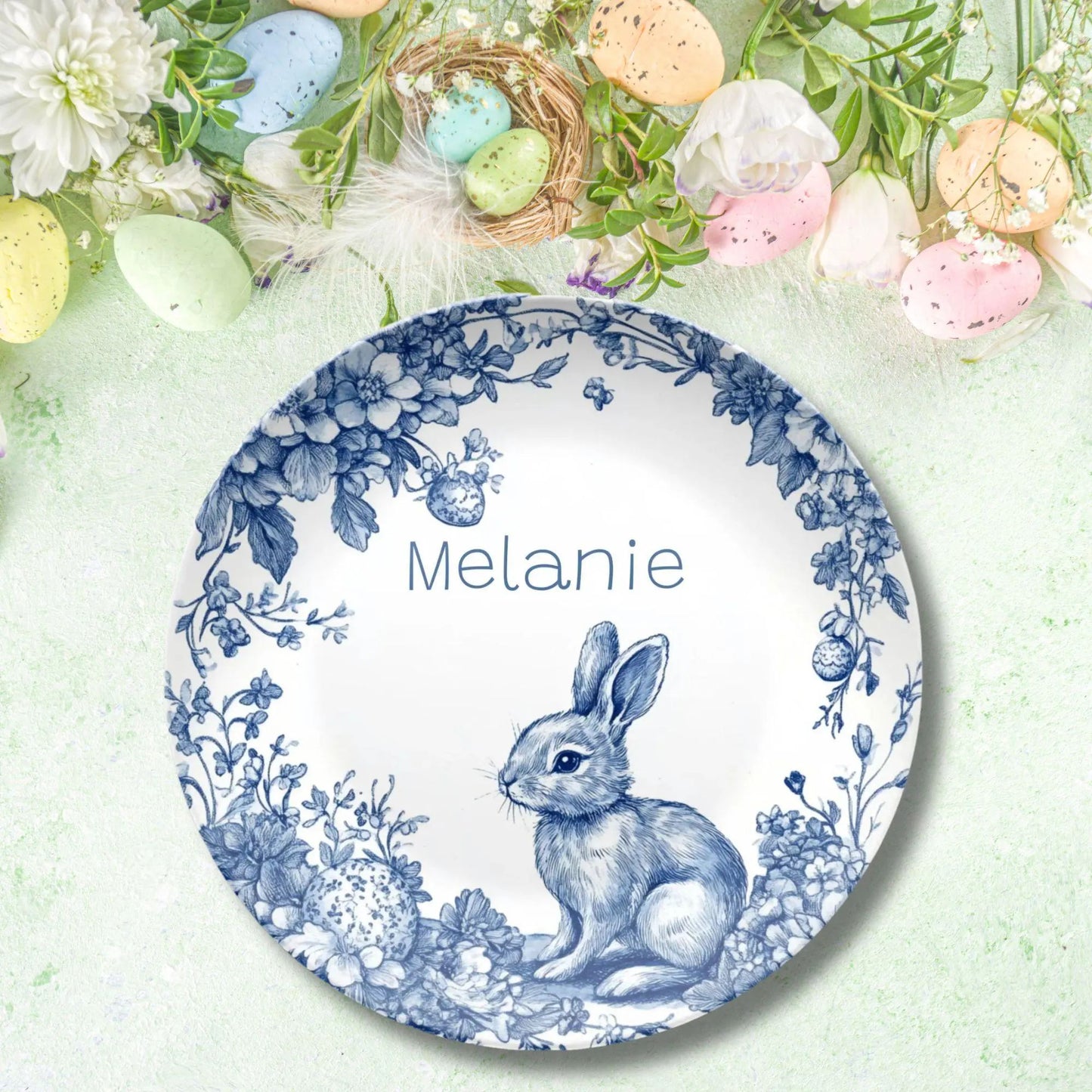 Personalized Child's Easter Plate Toile Elegance Chinoiserie Florals, Easter Gift for Child, Easter Tradition
