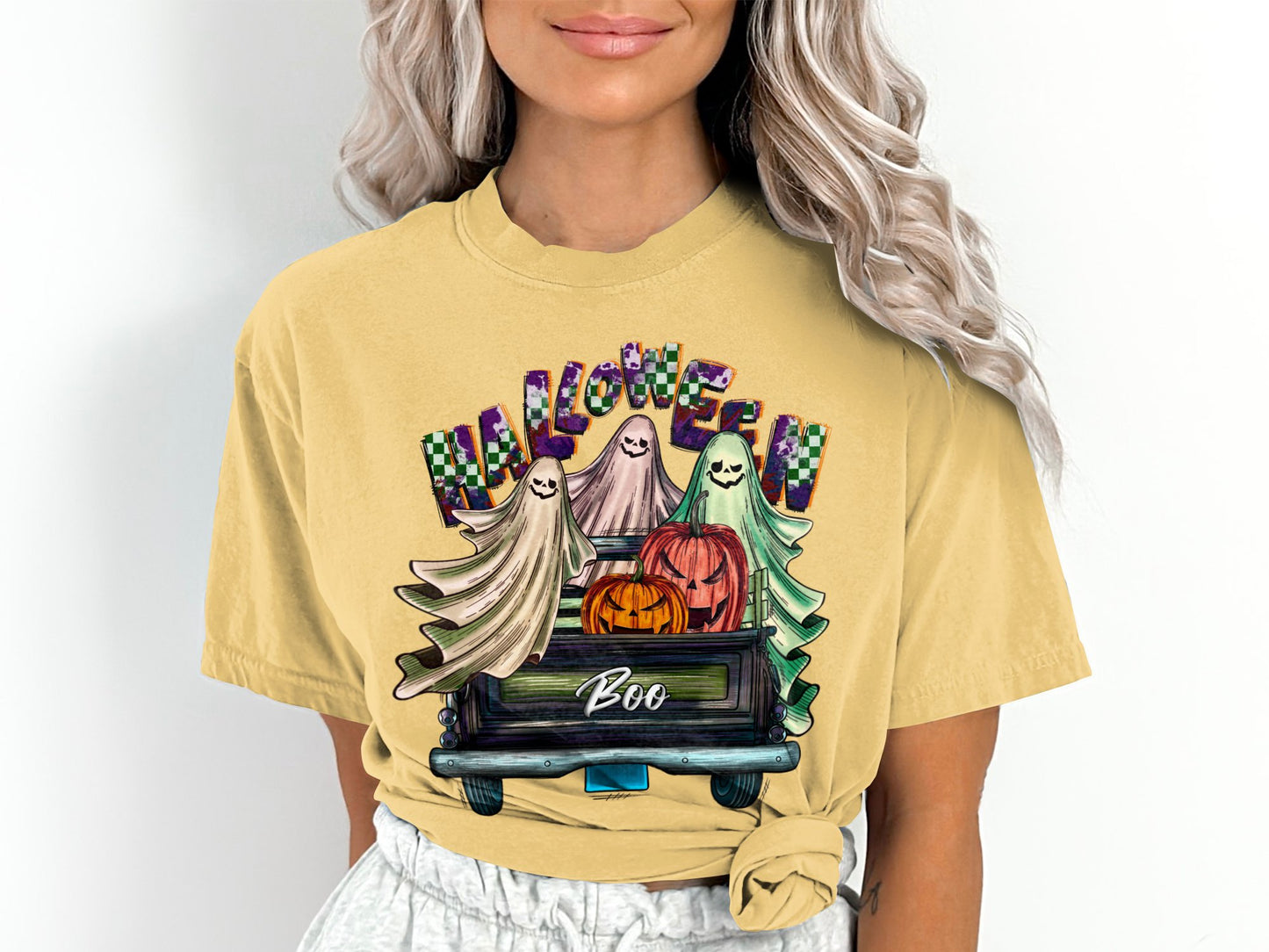 Women's Halloween Boo Farm Fresh Truck T-Shirt