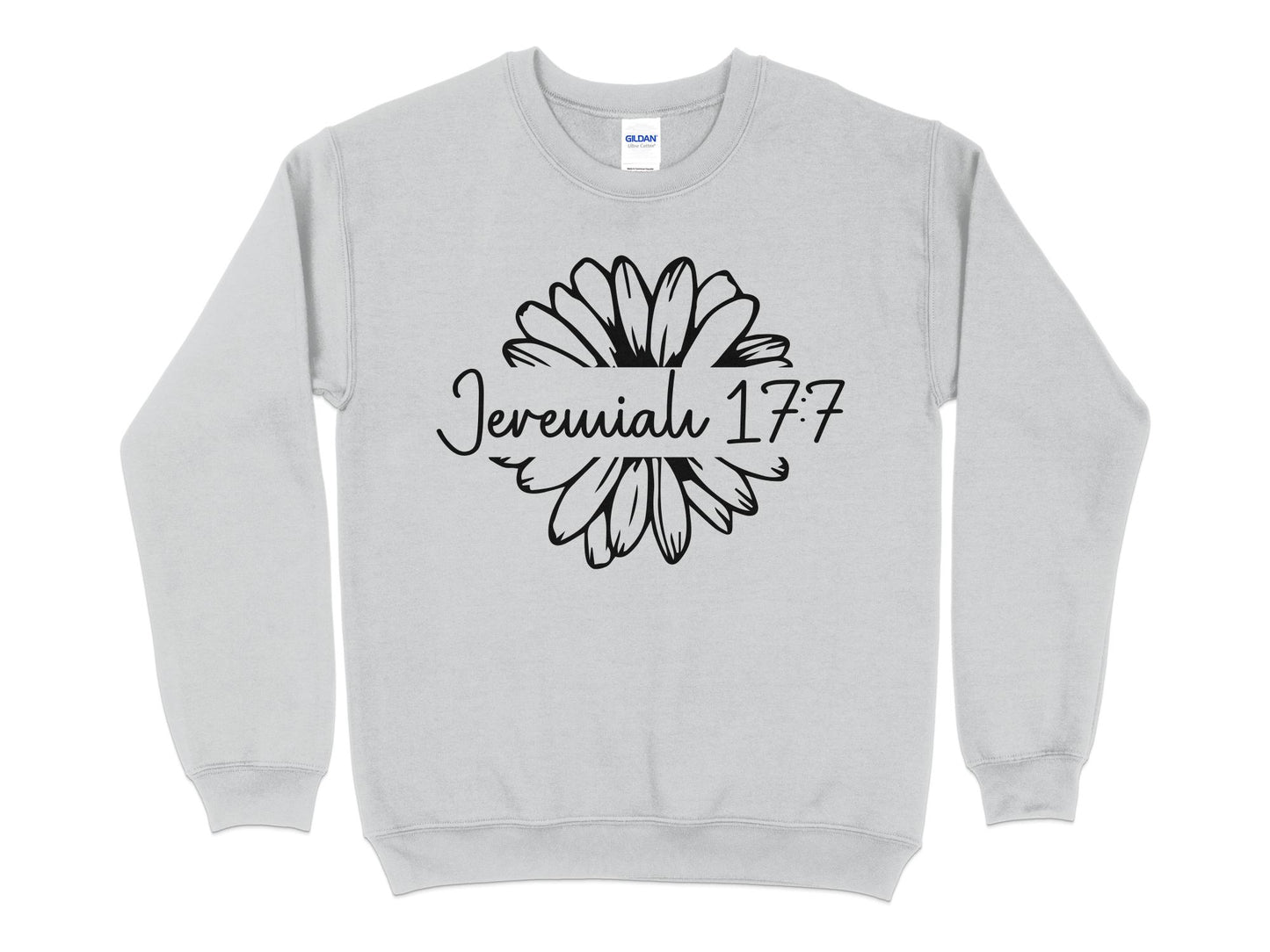 Unisex Jeremiah 17:7 Floral Sweatshirt, Christian Scripture Sweater, Bible Verse Pullover, Casual Spiritual Clothing, Faith-Based Top - Mardonyx Sweatshirt S / Sport Grey