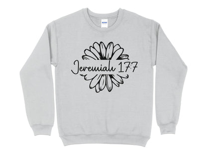 Unisex Jeremiah 17:7 Floral Sweatshirt, Christian Scripture Sweater, Bible Verse Pullover, Casual Spiritual Clothing, Faith-Based Top - Mardonyx Sweatshirt S / Sport Grey