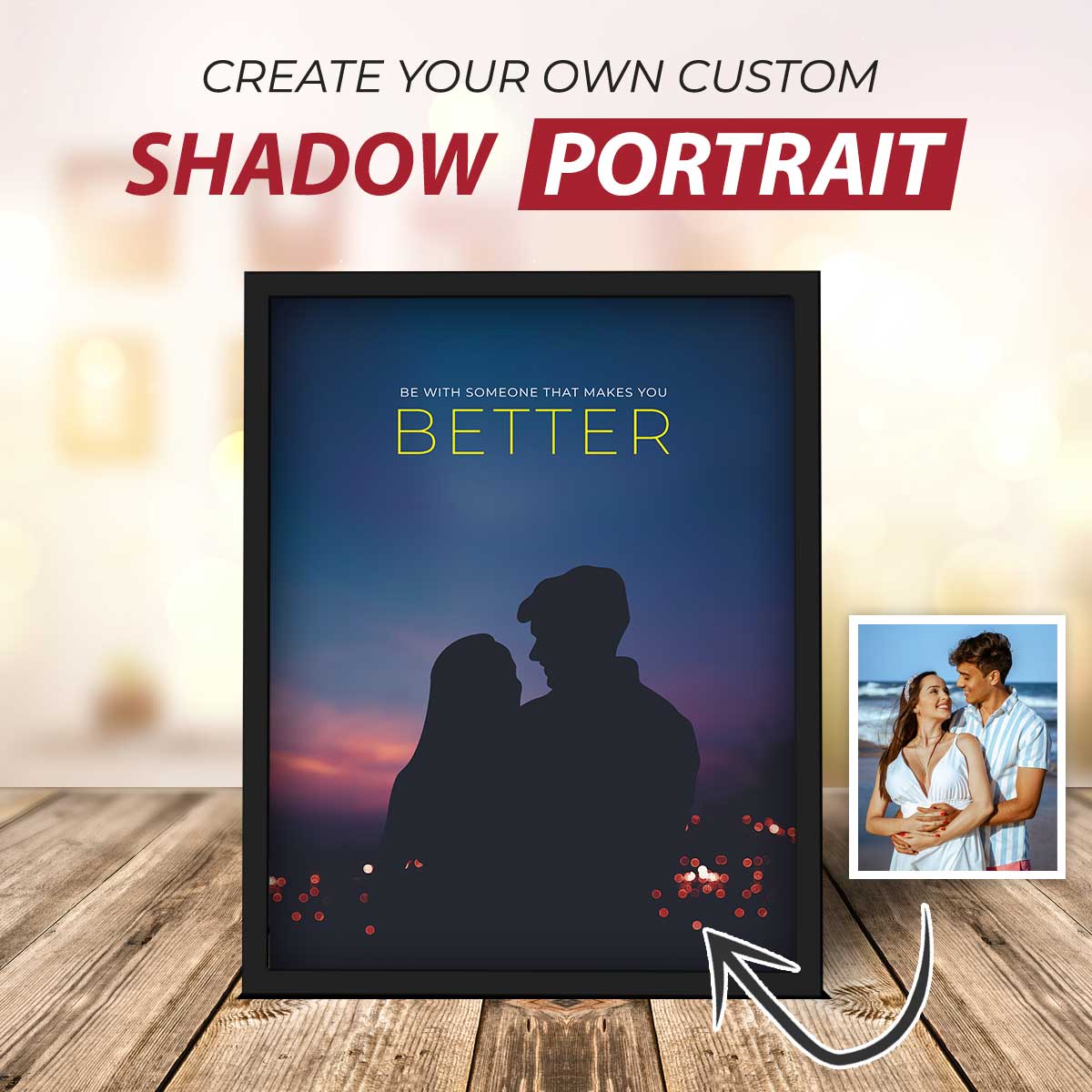 Couples Shadow Portrait - City Night - Mardonyx frames