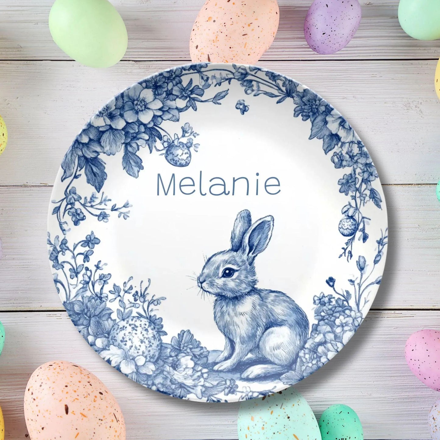 Personalized Child's Easter Plate Toile Elegance Chinoiserie Florals, Easter Gift for Child, Easter Tradition