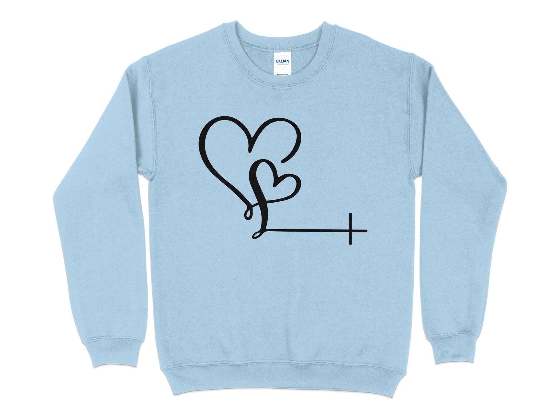 Unisex Love Heart Christian Sweatshirt, Casual Pullover,Gift for Him and Her, Cozy Apparel, Christian Faith Shirt - Mardonyx Sweatshirt S / Light Blue