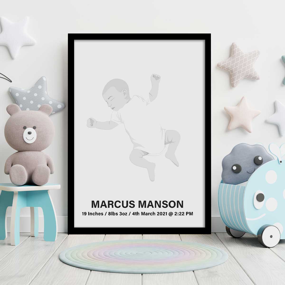 Custom Drawn Baby Portrait Framed Art - Mardonyx frames