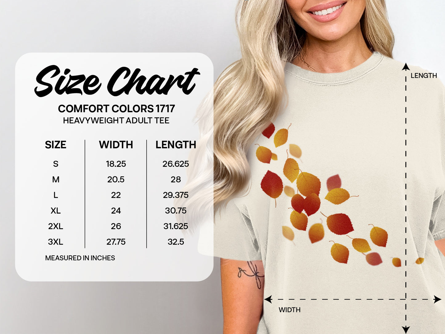 Autumn Leaves Print Comfort Colors 1717 Heavyweight Tee