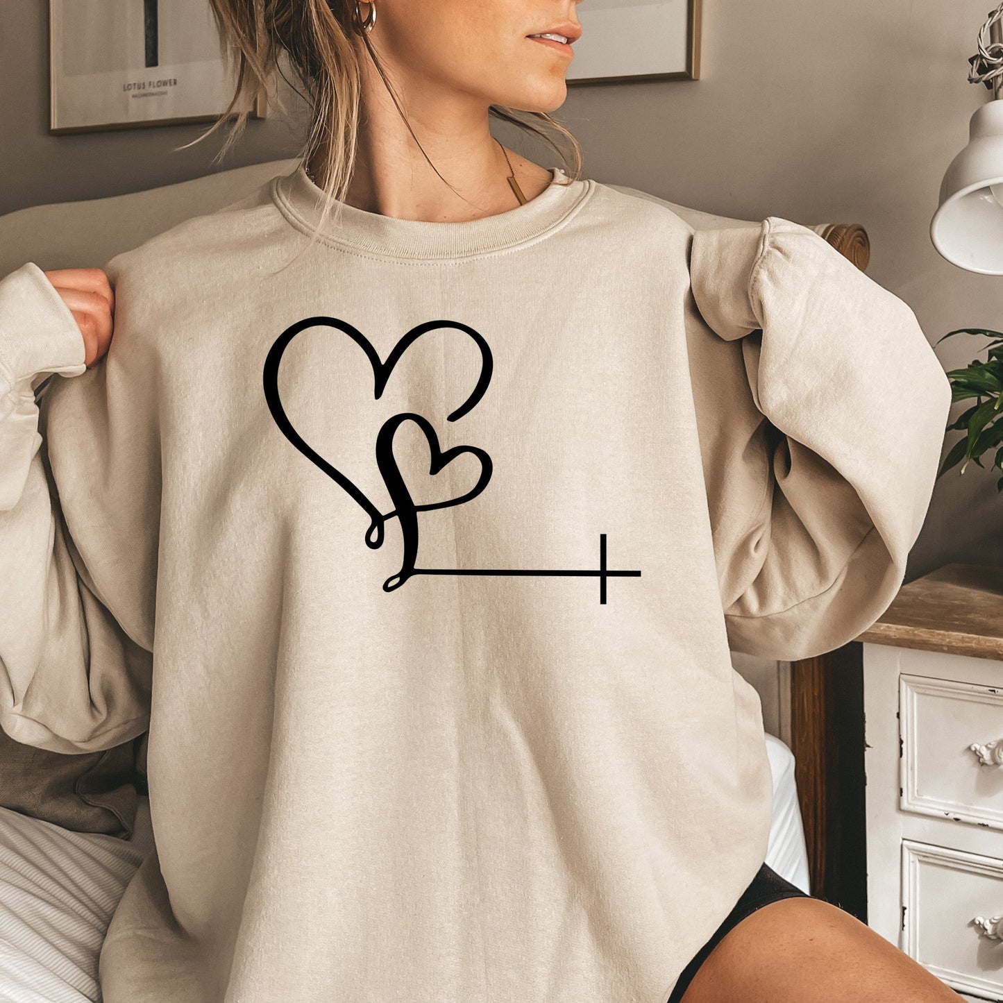 Unisex Love Heart Christian Sweatshirt, Casual Pullover,Gift for Him and Her, Cozy Apparel, Christian Faith Shirt - Mardonyx Sweatshirt
