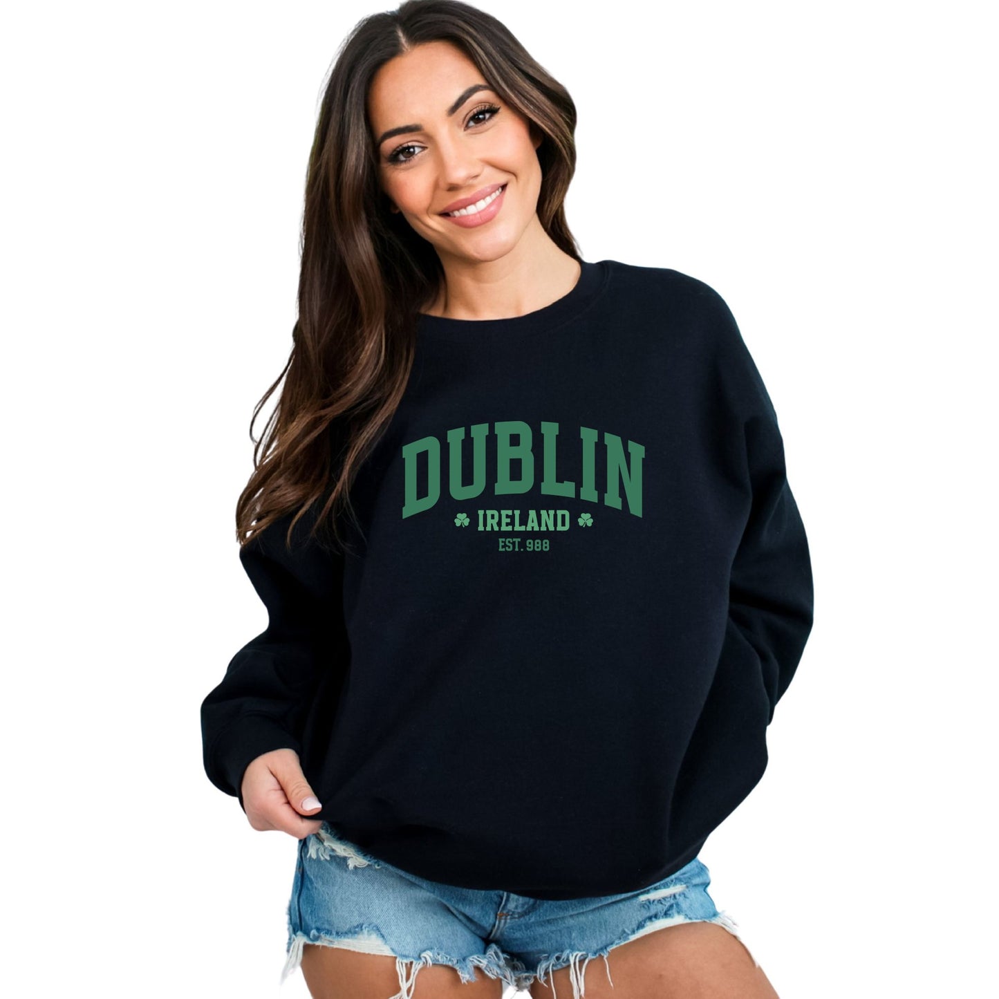 Dublin Ireland Est. 988 Sweatshirt, Vintage Look City Pride Unisex Pullover, Classic Casual Streetwear, Irish Heritage - Mardonyx Sweatshirt S / Black