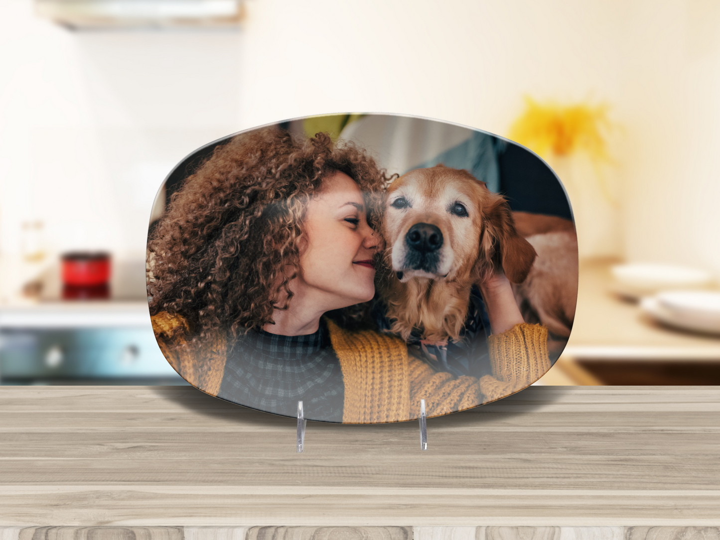 Custom Dog Mom Platter with Photo – Personalized Pet Gift | Unbreakable 10x14 Oval Plate | Dishwasher Safe, BPA-Free, Made in USA