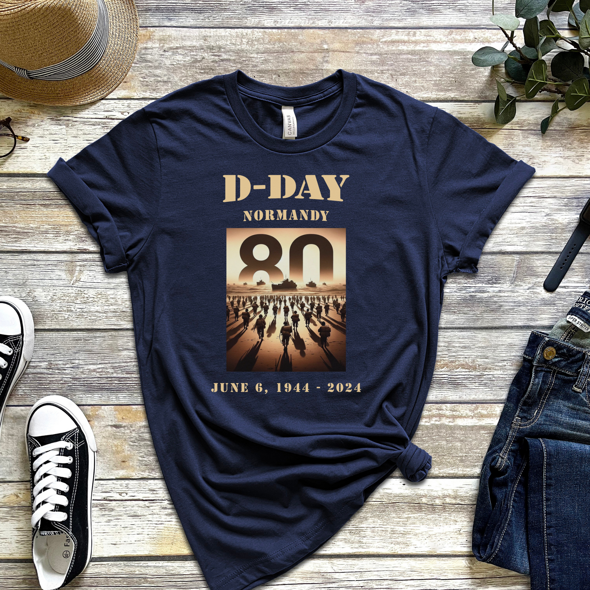 D-Day Normandy 80th Anniversary T-Shirt - Military History Tee - Mardonyx T-Shirt XS / Navy