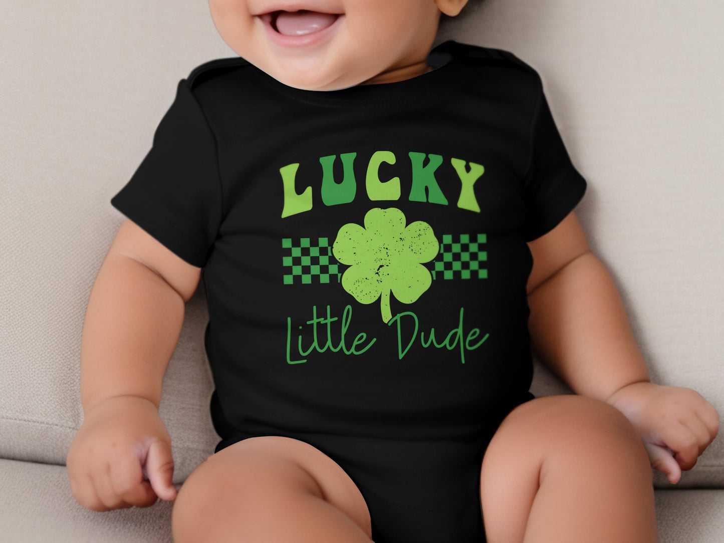 Lucky Little Dude Onesie, St Patrick's Day Baby Bodysuit, Green Clover Infant Romper, Cute Spring Outfit, Newborn Gift Idea - Mardonyx