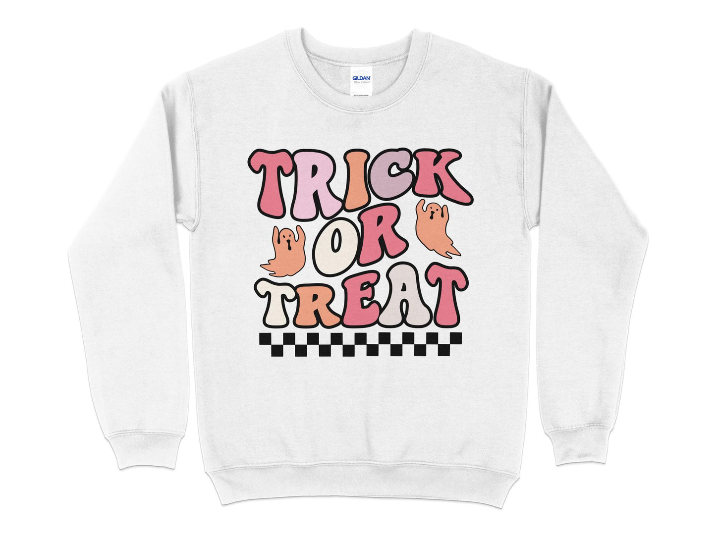 Trick or Treat Shirt for Girls Halloween Costume, Toddler Girl Sweatshirt, Baby Girl Outfit, Kid Halloween Costume, Trendy Girls Shirt - Mardonyx Sweatshirt S / White
