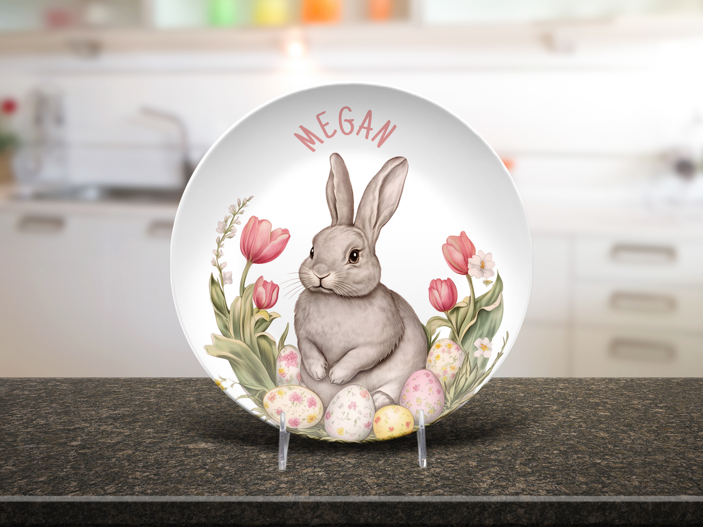 Personalized Easter Bunny Plate – Adorable Kids' Easter Gift!