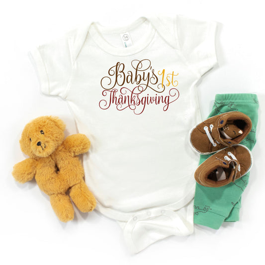 Baby's First 1st Thanksgiving Bodysuit - Mardonyx T-Shirt White / NB (0-3M)