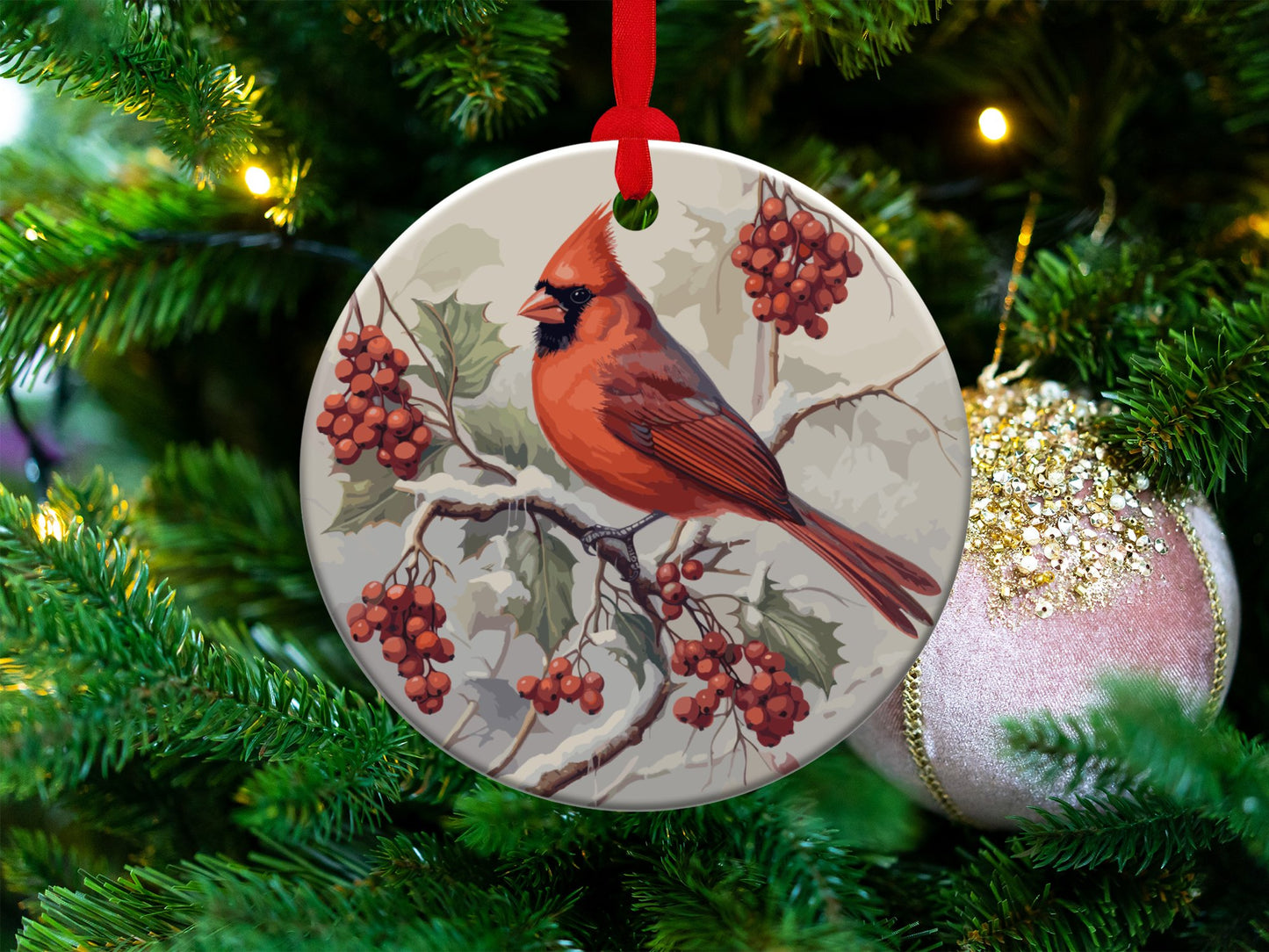 Cardinal Christmas Ornament, Message from Heaven Ornament - Mardonyx Ornament