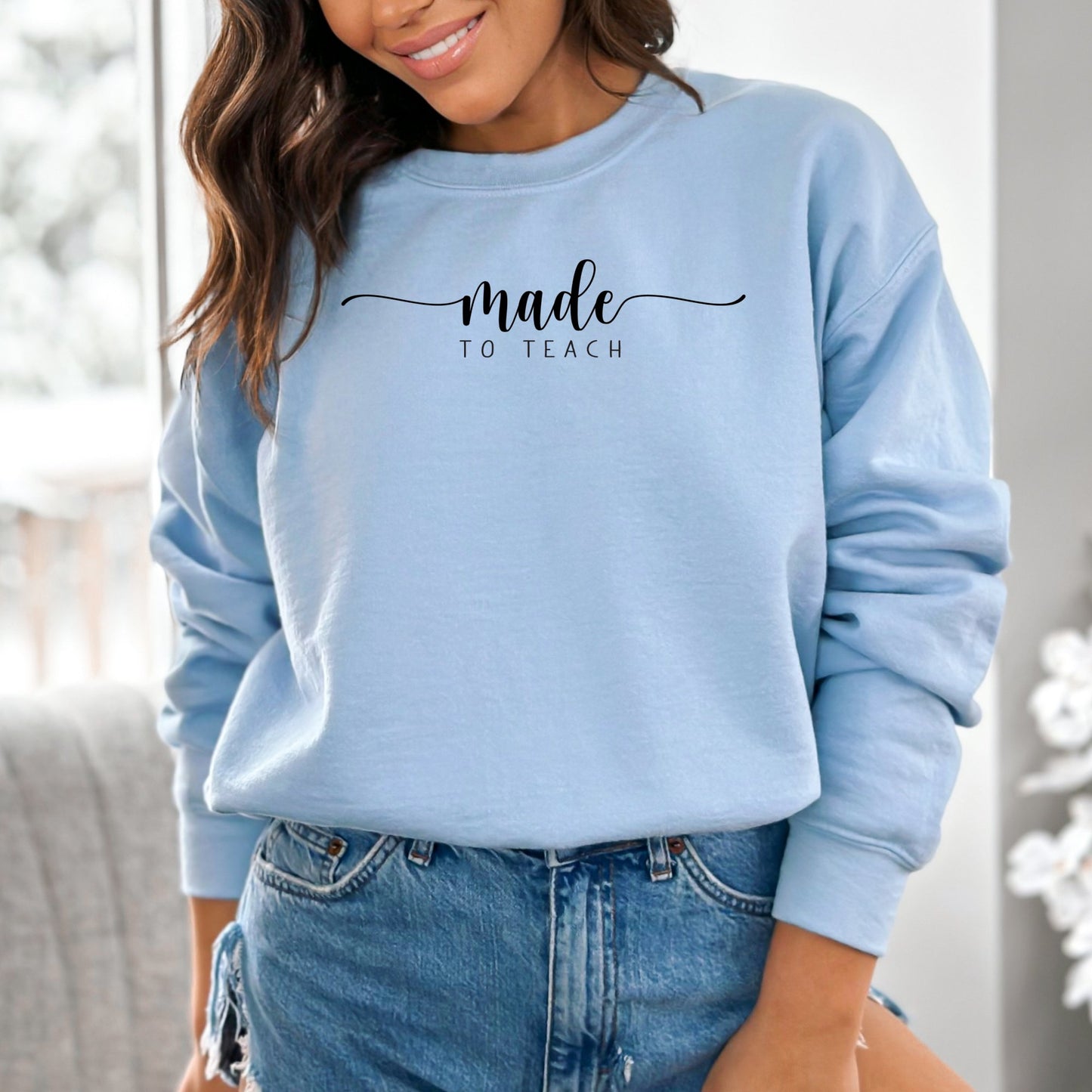 Made to Teach Elegant Script Sweatshirt, Teacher Appreciation Gift, Casual Educator Top, Unisex Crew Neck - Mardonyx Sweatshirt