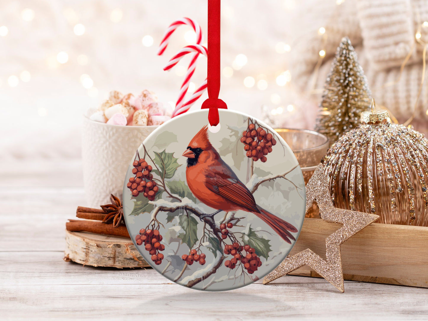 Cardinal Christmas Ornament, Message from Heaven Ornament - Mardonyx Ornament