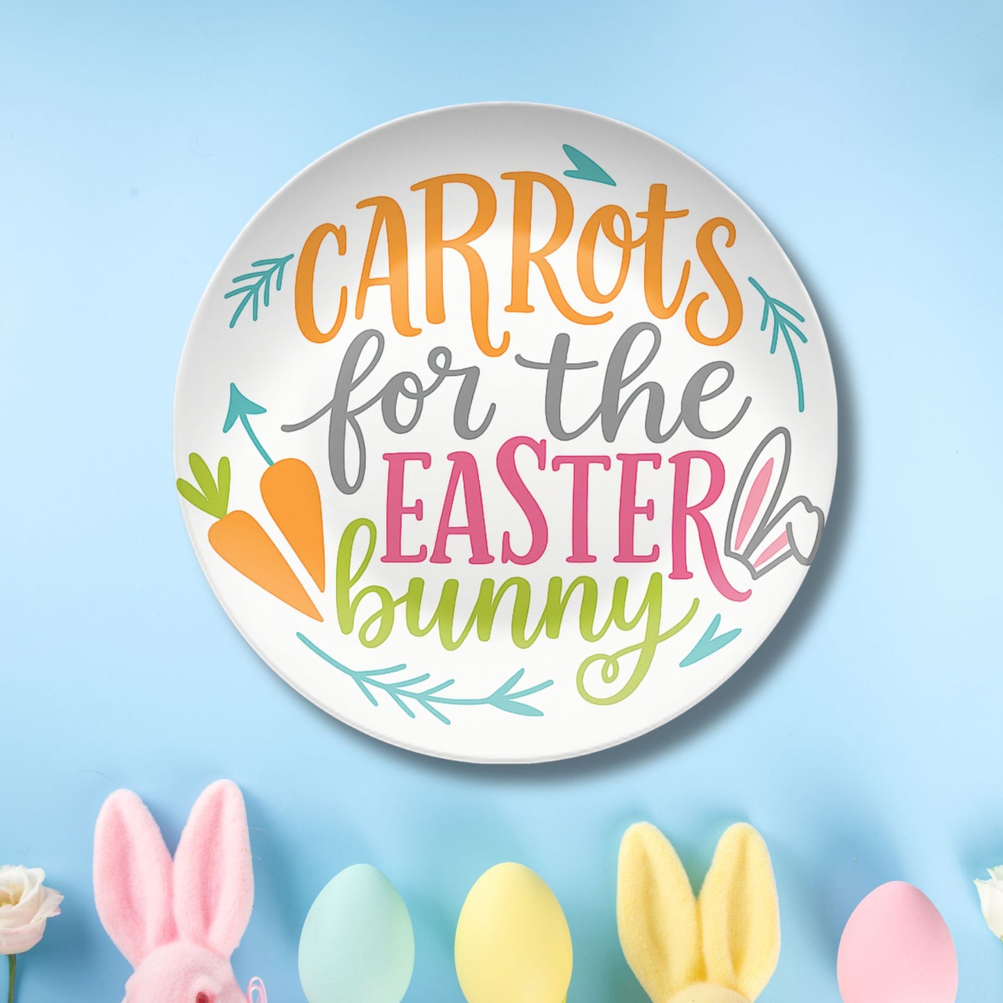 Carrots For the Easter Bunny Unbreakable BPA Free Plastic Resin Plate