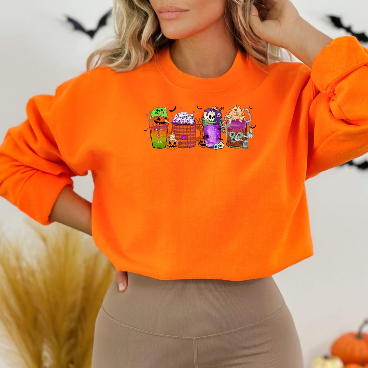 Halloween Coffee Spooky Sweatshirt, Halloween Crew Neck - Mardonyx Sweatshirt