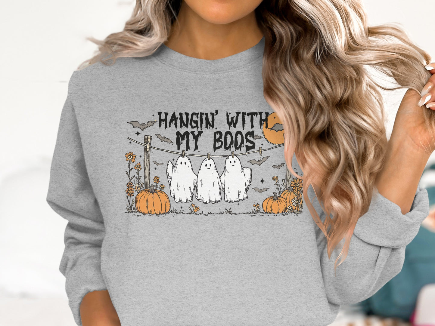 Cute Halloween Ghosts Theme Hangin With My Boos Sweatshirt product type