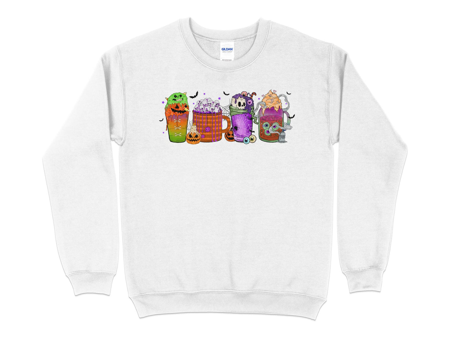 Halloween Coffee Spooky Sweatshirt, Halloween Crew Neck - Mardonyx Sweatshirt S / White