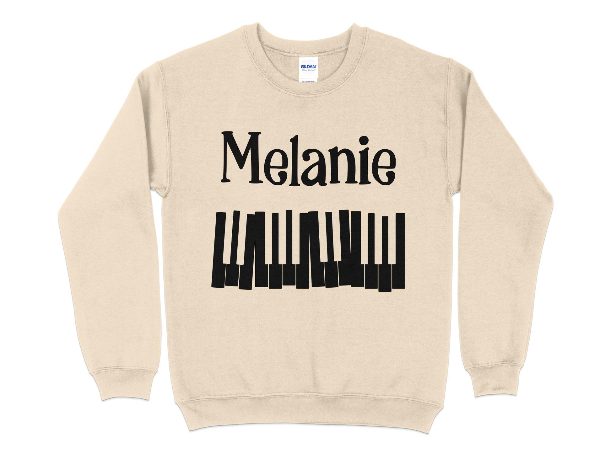 Custom Name Music Sweatshirt, Personalized Piano T-Shirt, Piano Lesson Music Gifts, Music Birthday, Gift Music Teacher - Mardonyx Sweatshirt Sweatshirt / S / Sand