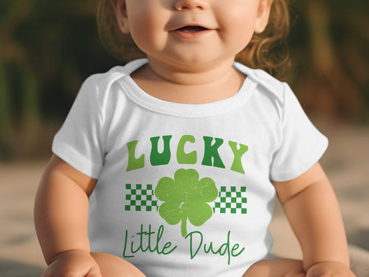 Lucky Little Dude Onesie, St Patrick's Day Baby Bodysuit, Green Clover Infant Romper, Cute Spring Outfit, Newborn Gift Idea - Mardonyx