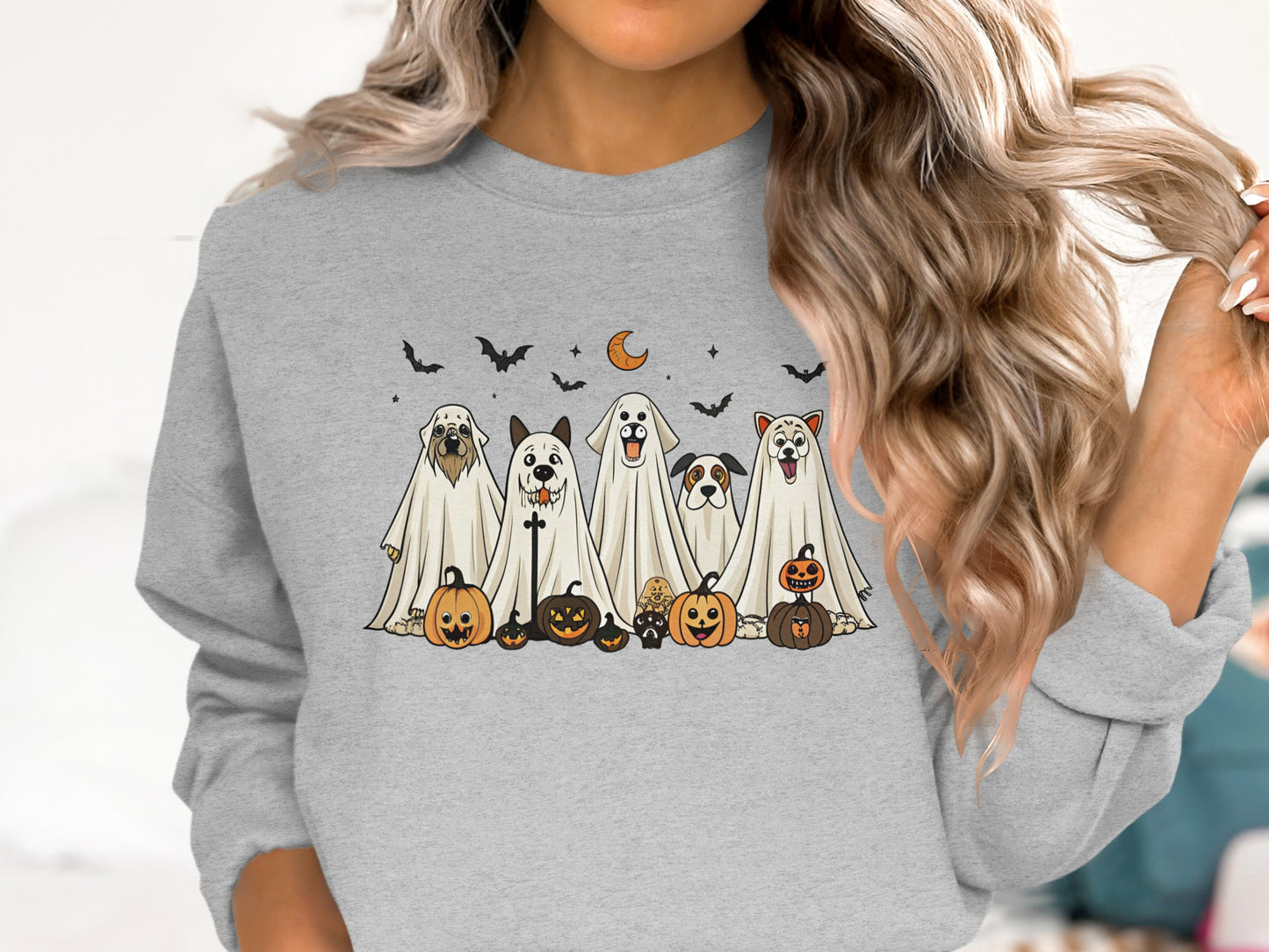Cute Halloween Ghost Dogs and Pumpkins Design product