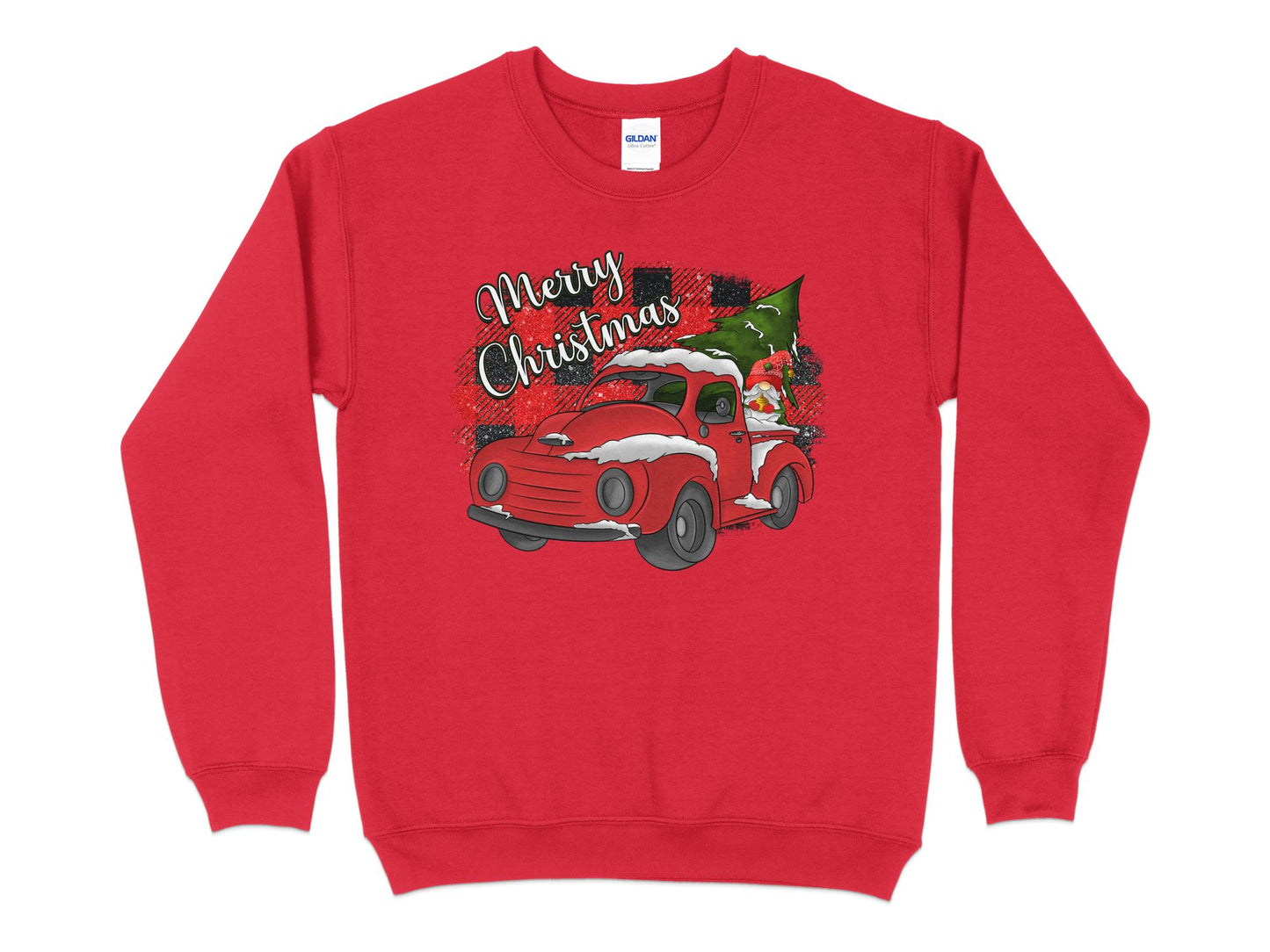 Buffalo Plaid Merry Christmas Red Truck Shirt, Christmas Sweatshirt, Holiday Shirt, Christmas Gifts for Women, Holiday Sweater, Xmas - Mardonyx Sweatshirt S / Red