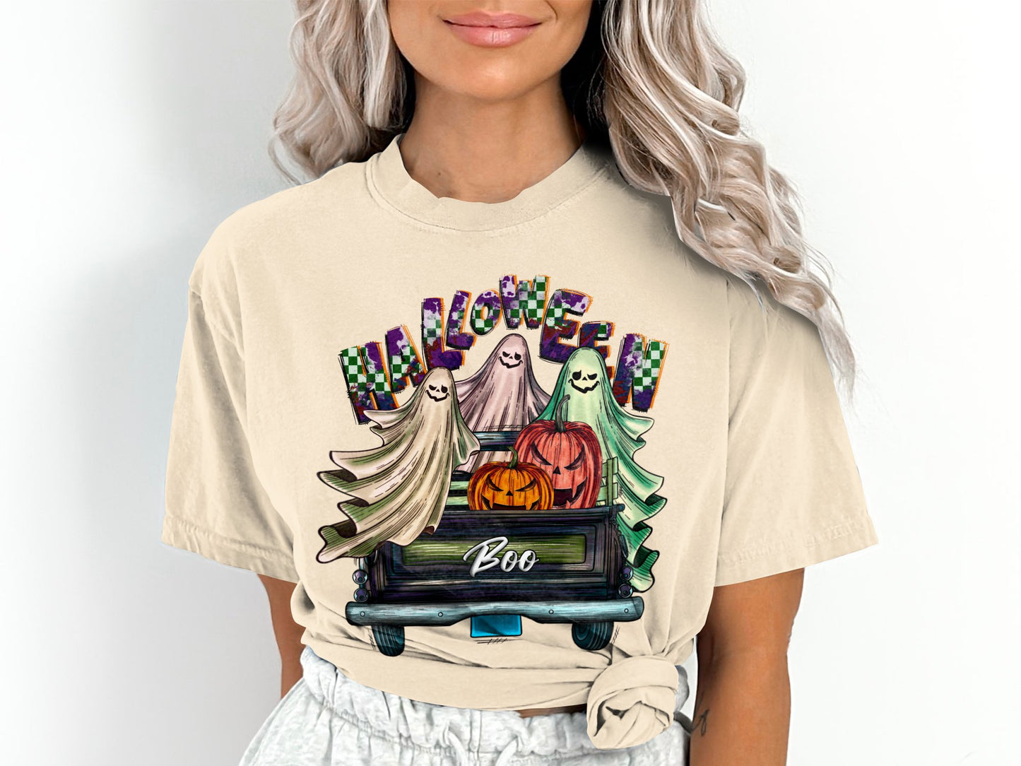 Women's Halloween Boo Farm Fresh Truck T-Shirt
