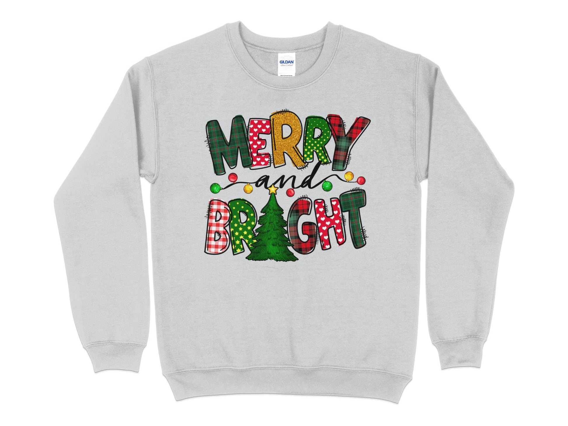 Merry and Bright Sweatshirt, Merry Christmas Shirt for Women, Christmas Crewneck - Mardonyx Sweatshirt Sport Grey / S