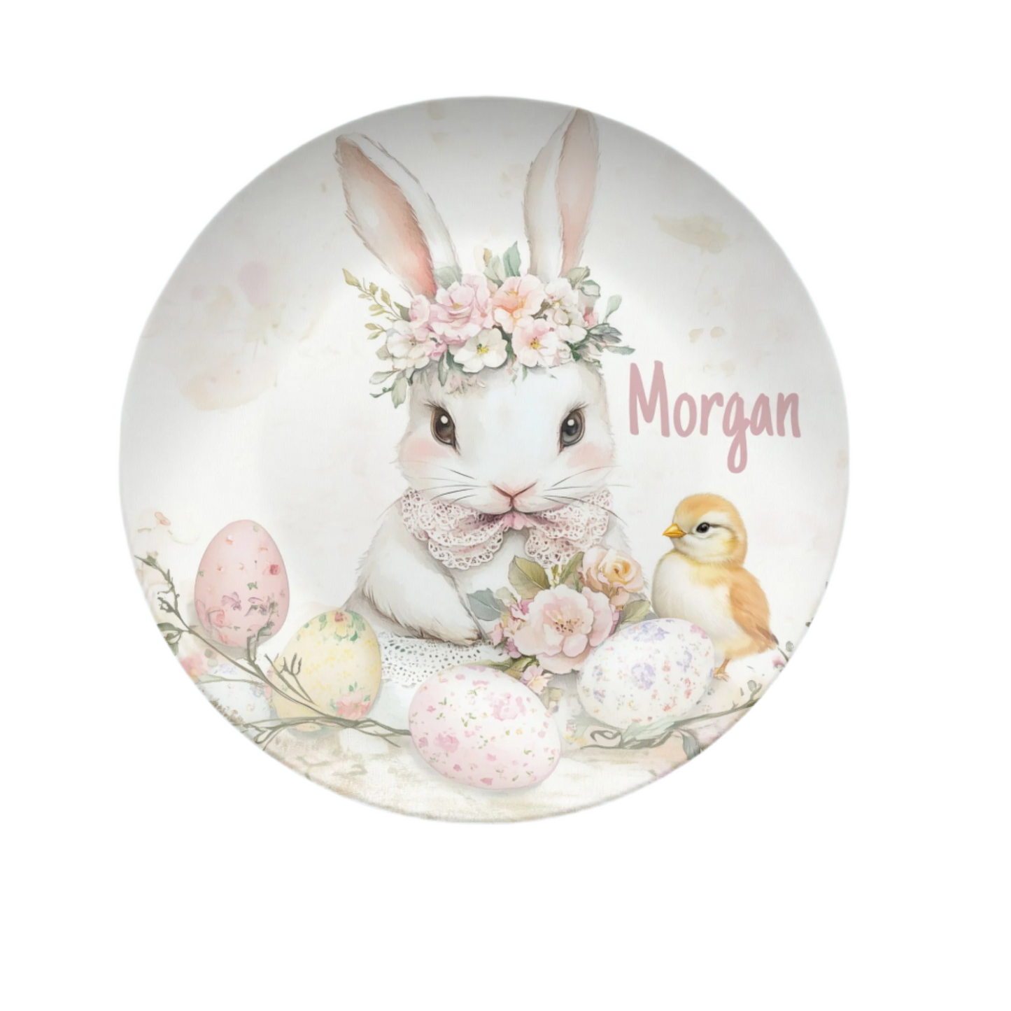Child Plate - Personalized Easter Bunny Plate – Shabby Chic Spring Decor
