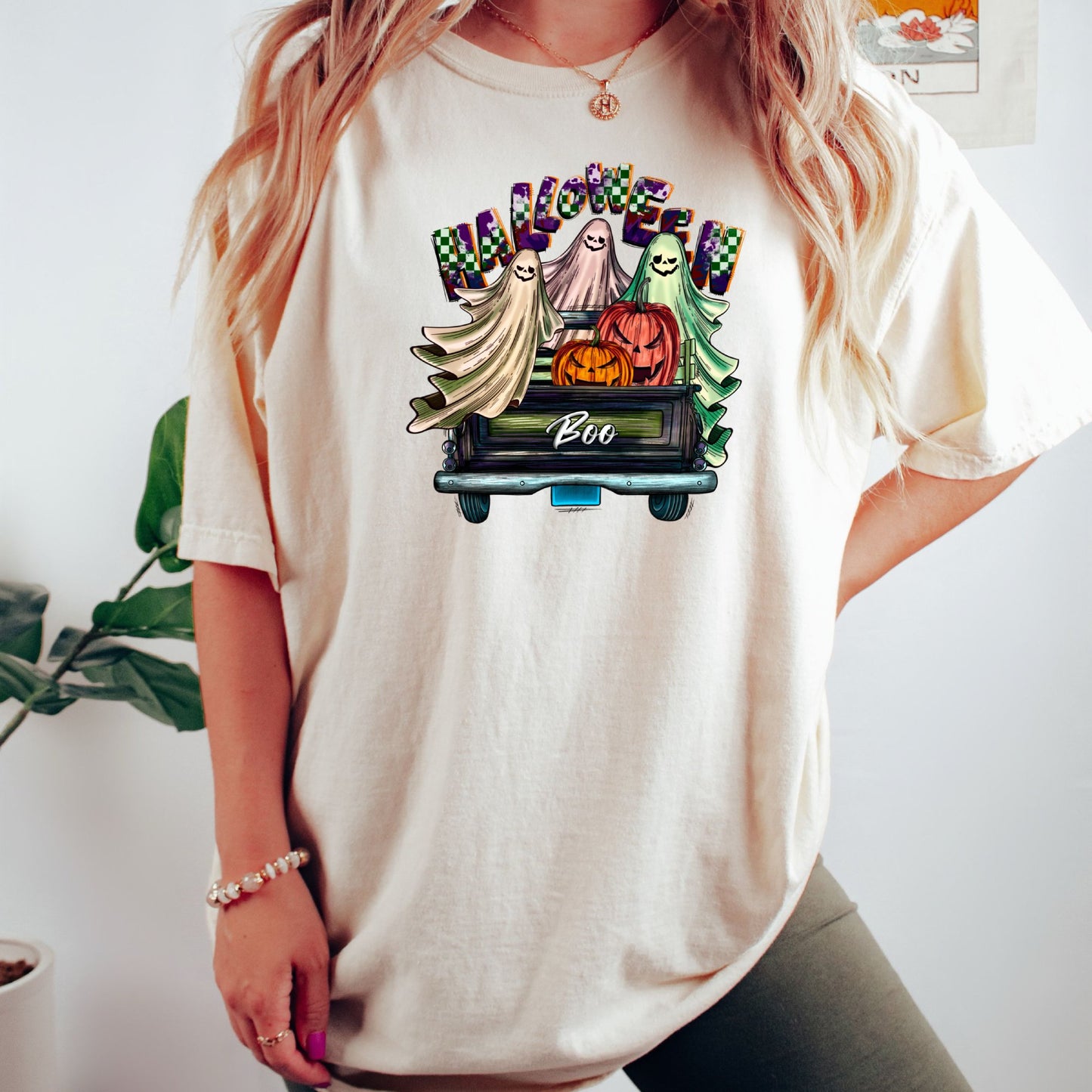 Women's Halloween Boo Farm Fresh Truck T-Shirt