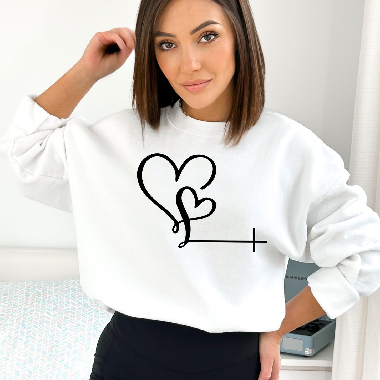 Unisex Love Heart Christian Sweatshirt, Casual Pullover,Gift for Him and Her, Cozy Apparel, Christian Faith Shirt - Mardonyx Sweatshirt