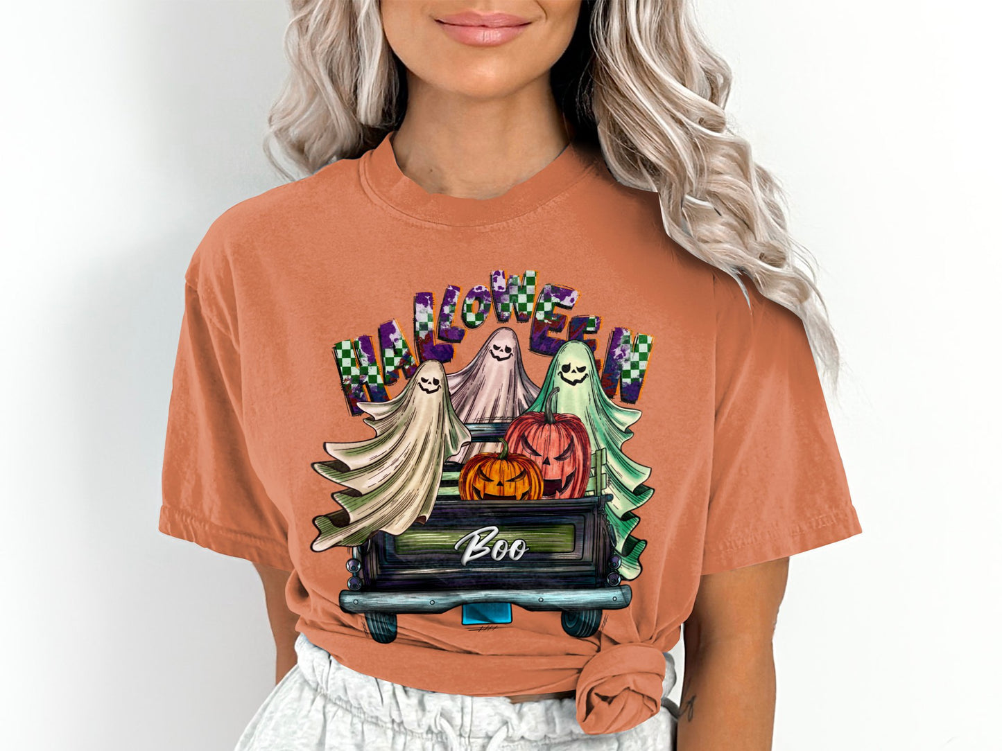 Women's Halloween Boo Farm Fresh Truck T-Shirt