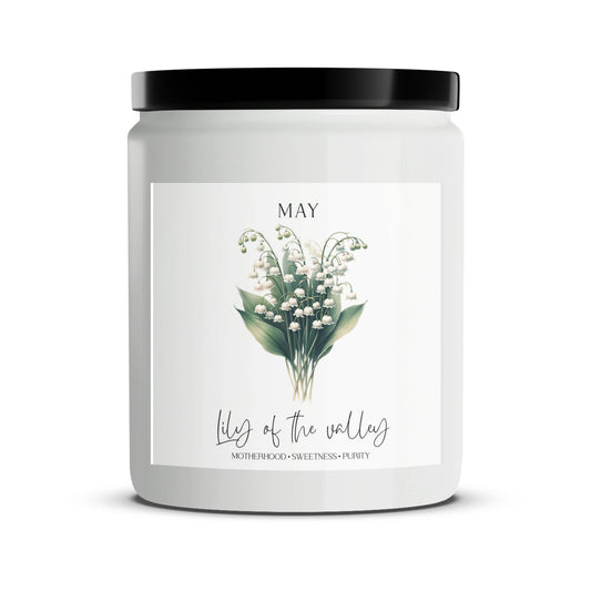 May Lily of the Valley Scented Candle, Motherhood Sweetness Purity Theme, Floral Home Decor - Mardonyx