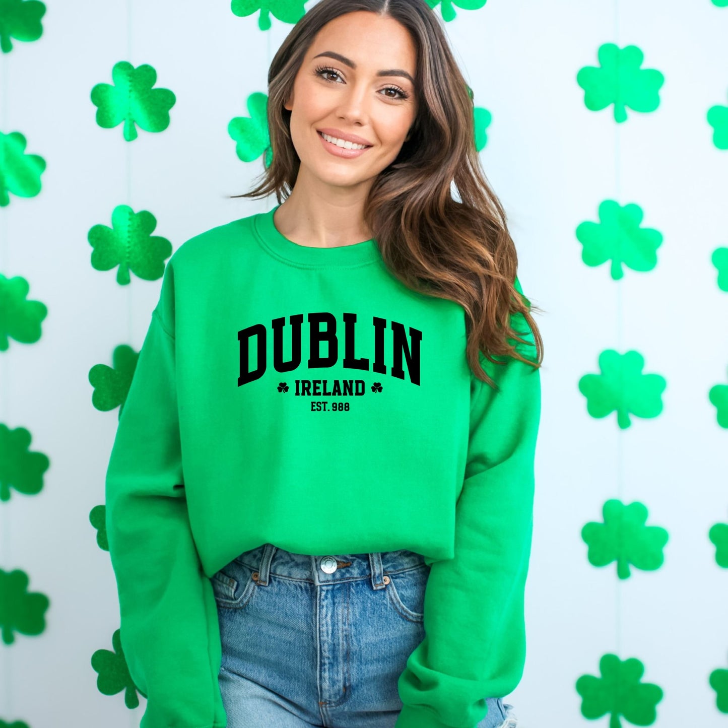 Dublin Ireland Est. 988 Sweatshirt, Vintage Look City Pride Unisex Pullover, Classic Casual Streetwear, Irish Heritage - Mardonyx Sweatshirt S / Irish Green