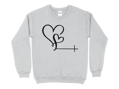 Unisex Love Heart Christian Sweatshirt, Casual Pullover,Gift for Him and Her, Cozy Apparel, Christian Faith Shirt - Mardonyx Sweatshirt S / Sport Grey