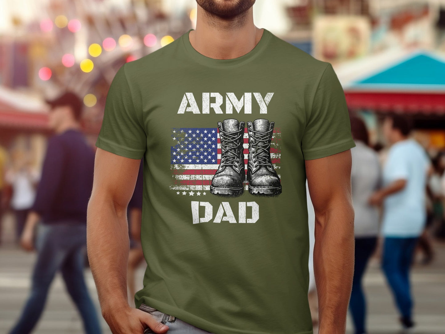 Army Dad Vintage American Flag and Boots T-Shirt, Patriotic Military Shirt - Mardonyx T-Shirt XS / Olive