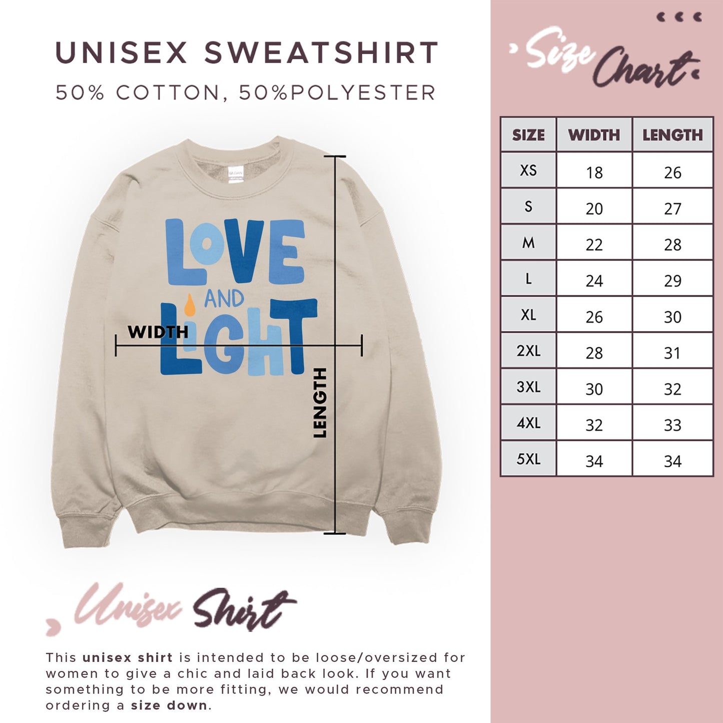 Hanukkah Sweatshirt, Love and Light - Mardonyx Sweatshirt